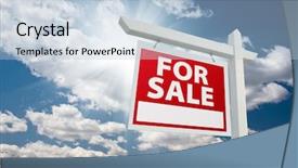  Presentation with real estate - PPT layouts with open house - sale real estate sign background and a light blue colored foreground