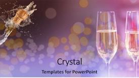  Presentation with champagne - Audience pleasing PPT theme consisting of open house - two glasses of champagne backdrop and a light blue colored foreground