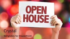  Presentation with zumba card bokeh - Slide deck consisting of open house card with bokeh background and a coral colored foreground