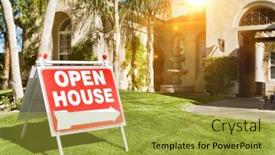  Presentation with yard sign - Audience pleasing PPT layouts consisting of open-house-sign-in-front backdrop and a yellow colored foreground