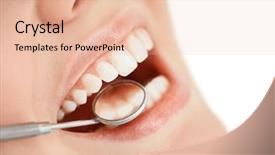  Presentation with human mouth - Audience pleasing PPT theme consisting of human mouth during oral checkup backdrop and a lemonade colored foreground