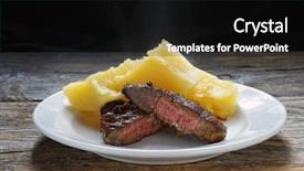  Presentation with roast beef - Audience pleasing theme consisting of roast beef open in half backdrop and a black colored foreground