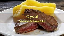  Presentation with roast beef - Colorful slide deck enhanced with roast beef open in half backdrop and a tawny brown colored foreground