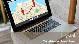  Presentation with hotel technology - PPT layouts featuring open laptop computer with gps background and a  colored foreground