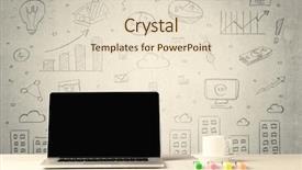  Presentation with business office desk - PPT layouts having office desk with flower coffee background and a lemonade colored foreground