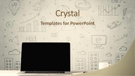  Presentation with front desk - Slides enhanced with full of financial business chart background and a lemonade colored foreground