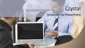  Presentation with laptop blank screen - Presentation theme consisting of open laptop with blank background and a light blue colored foreground