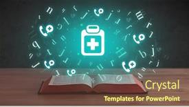  Presentation with medical book - Presentation with open-medical-book-with-health background and a tawny brown colored foreground