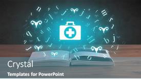  Presentation with medical book - PPT theme consisting of open-medical-book-with-health background and a teal colored foreground