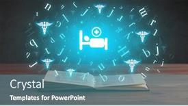  Presentation with medical book - Presentation design with open-medical-book-with-health background and a teal colored foreground