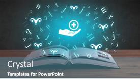  Presentation with medical book - Slide deck enhanced with open-medical-book-with-health background and a teal colored foreground