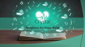  Presentation with medical book - PPT theme consisting of open-medical-book-with-health background and a teal colored foreground