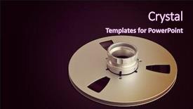  Presentation with professional sound recording - Presentation design enhanced with open metal reels with tape background and a wine colored foreground