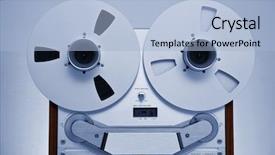  Presentation with professional sound recording - Theme having open metal reels with tape background and a  colored foreground