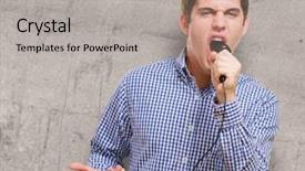  Presentation with of kids singing - Slide set consisting of open mic - angry singer singing background and a light gray colored foreground