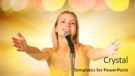  Presentation with singer - Audience pleasing presentation theme consisting of open mic - beautiful young singer on abstract backdrop and a yellow colored foreground