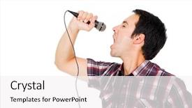  Presentation with microphone - Audience pleasing theme consisting of open mic - handsome young man singing backdrop and a  colored foreground