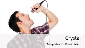 Presentation with special education young adult man - Theme enhanced with open mic - image of a handsome young background and a white colored foreground