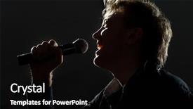  Presentation with mic - Amazing PPT layouts having open mic - photo of handsome guy backdrop and a black colored foreground