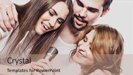  Presentation with microphone - Amazing presentation having open mic - portrait of happy girls backdrop and a coral colored foreground