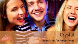  Presentation with elderly people singing - Cool new presentation with open mic - portrait of happy people singing backdrop and a gold colored foreground