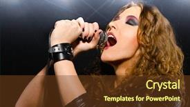  Presentation with microphone - Presentation theme having digi - healthcare medical and technology concept background and a gray colored foreground.