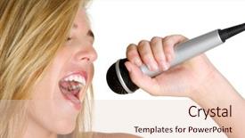  Presentation with mic - Colorful presentation theme enhanced with open mic - woman singing into microphone backdrop and a lemonade colored foreground