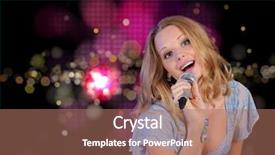  Presentation with mic - Theme with open mic - young girl with a microphone background and a coral colored foreground