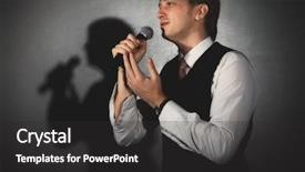  Presentation with music african american jazz musician - Theme having open mic - young handsome guy singing jazz background and a dark gray colored foreground