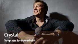  Presentation with mic - Amazing PPT layouts having open mic - young handsome guy singing backdrop and a wine colored foreground