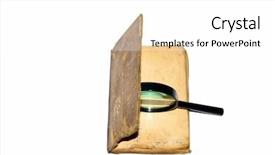  Presentation with glass - PPT theme enhanced with open minds - book and glass loupe background and a white colored foreground