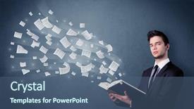  Presentation with pages of magic book - Slide set with holding book with pages flying background and a ocean colored foreground