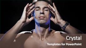  Presentation with thinking - Slide deck consisting of mind power - young handsome man thinking background and a violet colored foreground