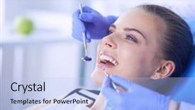  Presentation with dental office - Audience pleasing presentation theme consisting of open mouth examining dental backdrop and a light blue colored foreground