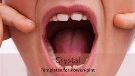  Presentation with mouth tooth - PPT layouts enhanced with open-mouth-of-a-child and a coral colored foreground