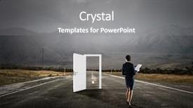  Presentation with opportunity doors - PPT theme having open new doors and opportunities background and a gray colored foreground