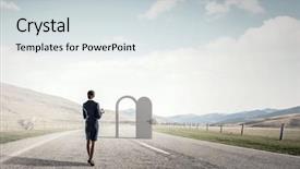  Presentation with media - PPT layouts consisting of open new doors and opportunities background and a light gray colored foreground