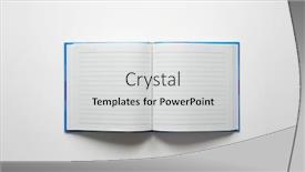  Presentation with note book - Audience pleasing PPT theme consisting of open-note-book-with-blue backdrop and a light gray colored foreground