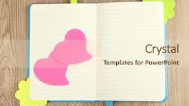  Presentation with note book - Amazing presentation design having open note book with stickies on wooden background backdrop and a cream colored foreground