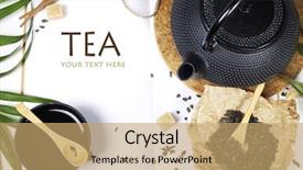  Presentation with asia - Presentation theme with open notebook and asian tea background and a coral colored foreground