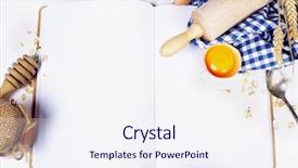  Presentation with basic - Theme with open notebook and basic baking background and a sky blue colored foreground