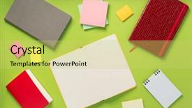  Presentation with notebook - Amazing theme having open notebook at abstract background backdrop and a yellow colored foreground