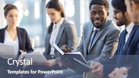  Presentation with listening - Colorful presentation theme enhanced with open notebook listening to explanation backdrop and a ocean colored foreground