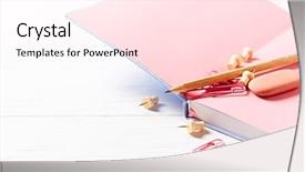  Presentation with open spiral notebook - Beautiful slides featuring open notebook pencil and paperclips backdrop and a  colored foreground