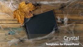  Presentation with spider web - Slide deck featuring open-notebook-with-blank-black background and a tawny brown colored foreground