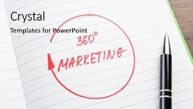  Presentation with marketing - PPT theme consisting of open notebook with text 360 background and a sky blue colored foreground