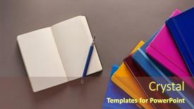  Presentation with notebook paper - Theme having open-notepad-and-notebook-heap background and a tawny brown colored foreground