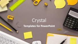  Presentation with stationary - Theme featuring open-notepad-and-school-stationary background and a gray colored foreground