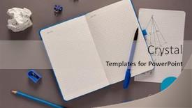  Presentation with back school - Presentation with open-notepad-and-school-stationary background and a soft green colored foreground