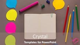  Presentation with back school - Presentation theme enhanced with open-notepad-and-school-stationary background and a coral colored foreground